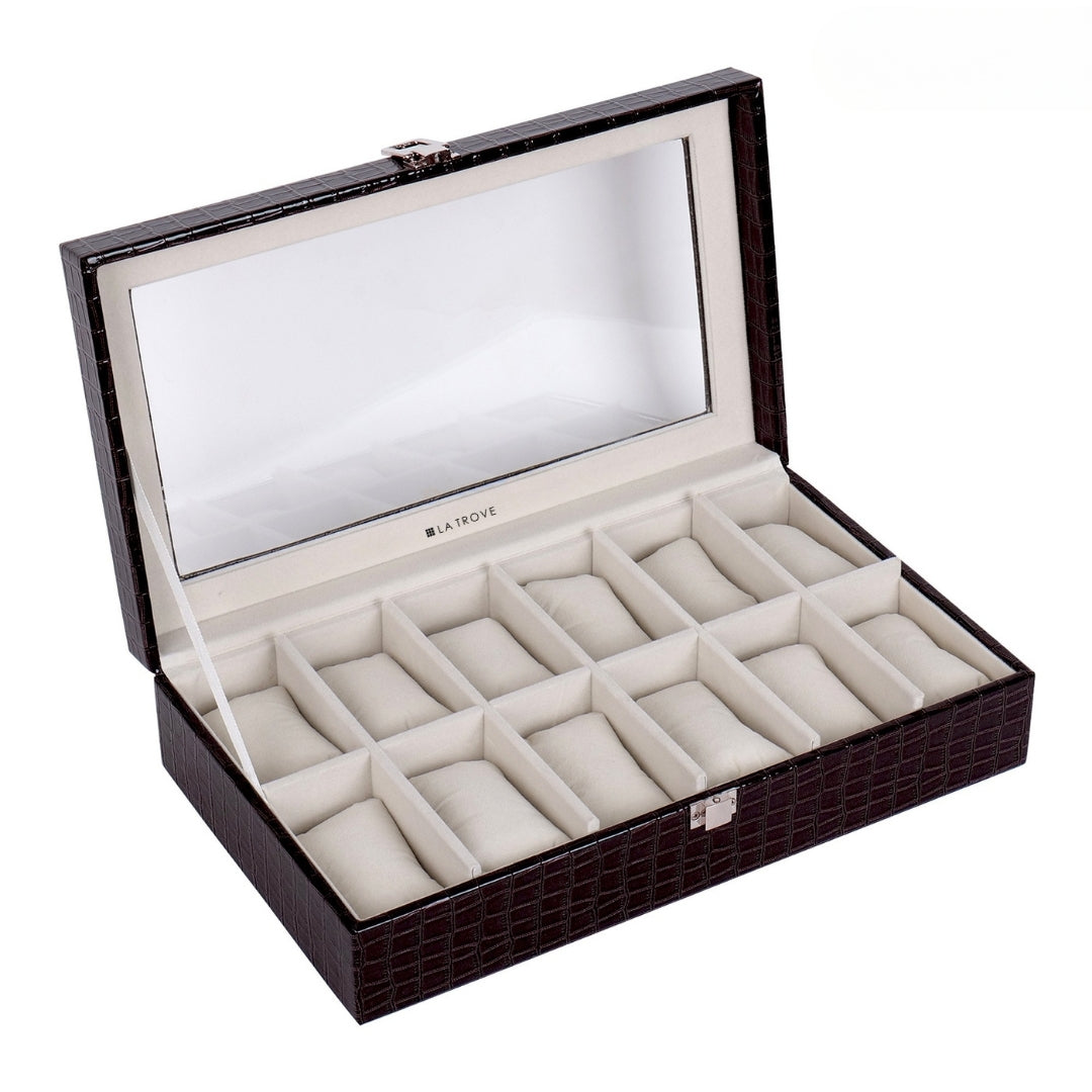 12 Slot Watch Box ( With Glass Top)